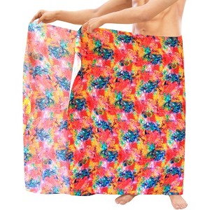 LA LEELA Men's Pareo Swimwear Cover Up Wrap Beach Lava Lava Summer Long Vacation Sarongs Hawaiian Sarong For Men One Size Multicolored, Abstract - 1 of 3