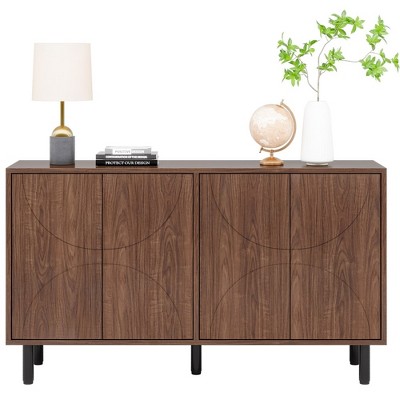Tribesigns Sideboard Buffet Cabinet with Storage, 55.12" Accent Cabinet with 4 Doors and Adjustable Shelves, Wood Coffee Bar Storage Cabinet