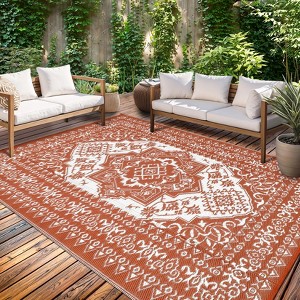 Outdoor Vintage Lightweight Plastic Straw Rug Erasable Stain Resistant Large Area Rugs for Camping Garden Backyard Picnic Reversible Portable Carpet - 1 of 4
