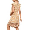 Maternity Dress Ruffle Cap Sleeve Summer V Neck Floral Midi Dress Baby Shower Dress with Pockets - 4 of 4