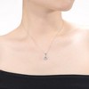 Classy rhodium-plated pendant necklae featuring a rounded cubic zirconia for an elegant timeless touch of sophistication - 3 of 3