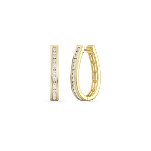 Gilded Lab-Grown Diamond Channel Set Hoop Earrings for Women in 925 Sterling Silver and 14KT Yellow Gold-Plated | 1/4, 1/2, 1 Carat Total Weight - 1 of 4