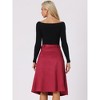 INSPIRE CHIC Women's Casual Solid Faux Suede Pockets Stretch A-line Midi Skirt with Belt - 4 of 4