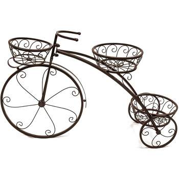 Sorbus Tricycle Plant Stand - Flower Pot Cart Holder - Ideal for Home, Garden, Patio - Great Gift for Plant Lovers (Bronze)