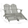 vidaXL 2-Seater Patio Adirondack Chair&Ottoman in Modern Gray - Solid Fir Wood - Outdoor Garden Relaxation Furniture - 2 of 4