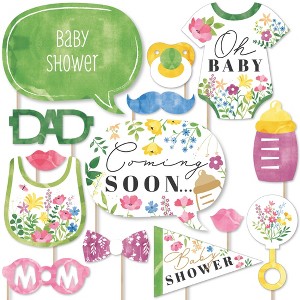 Big Dot of Happiness Wildflowers Baby - Boho Floral Baby Shower Photo Booth Props Kit - 20 Count - 1 of 4