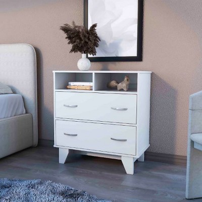 NicBex 2-Drawer Storage Cabinet with Open Shelves, 31.5" W Bedroom Dresser, Modern Dresser for Bedroom, Chest of Drawers