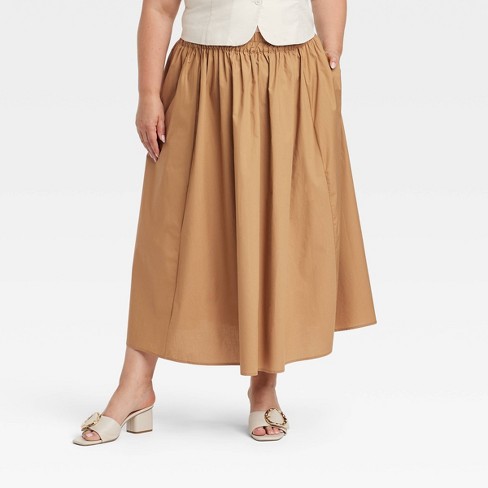 Women s A line Midi Picnic Skirt A New Day Brown 3x Target