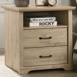 GlasFlength Nightstands Nightstand Modern Bedside Table with Storage Drawer and Open Wood Shelf for Room Modern, Beige, 18"*22"*25" - 1 of 4
