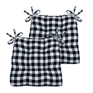 Kate Aurora Country Living Gingham Plaid Checkered Country Farmhouse Chair Cushion Pads - 1 of 3