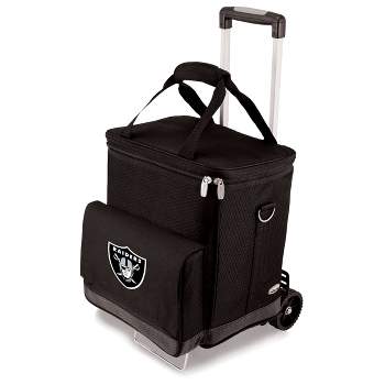 NFL Las Vegas Raiders Cellar Six Bottle Wine Carrier and Cooler Tote with Trolley