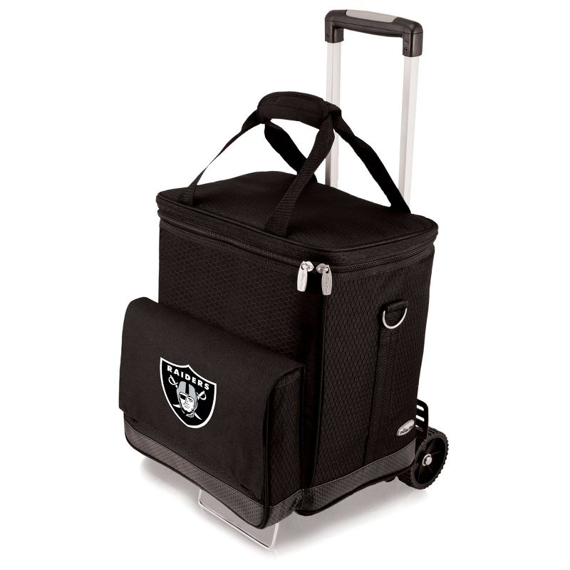 NFL Las Vegas Raiders Cellar Six Bottle Wine Carrier and Cooler Tote with Trolley, 1 of 5