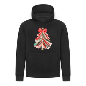 Everyday Kids Christmas Collection Red & Gold Painted Tree Girls Pullover Hoodie – Holiday Sweatshirt - 1 of 4