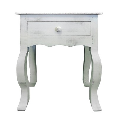 Rustic Wooden Side Accent Table with Cabriole Leg Support White - The Urban Port