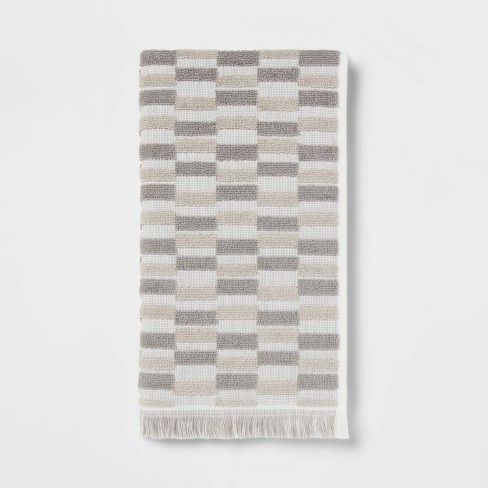 16x27 Checkerboard Hand Towel Gray/White - Threshold™