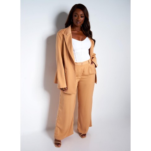 Tan wide leg clearance trousers