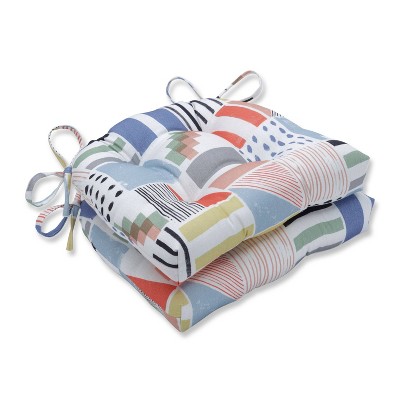 Set of 2 Amagansett Summer Reversible Chair Pad - Pillow Perfect