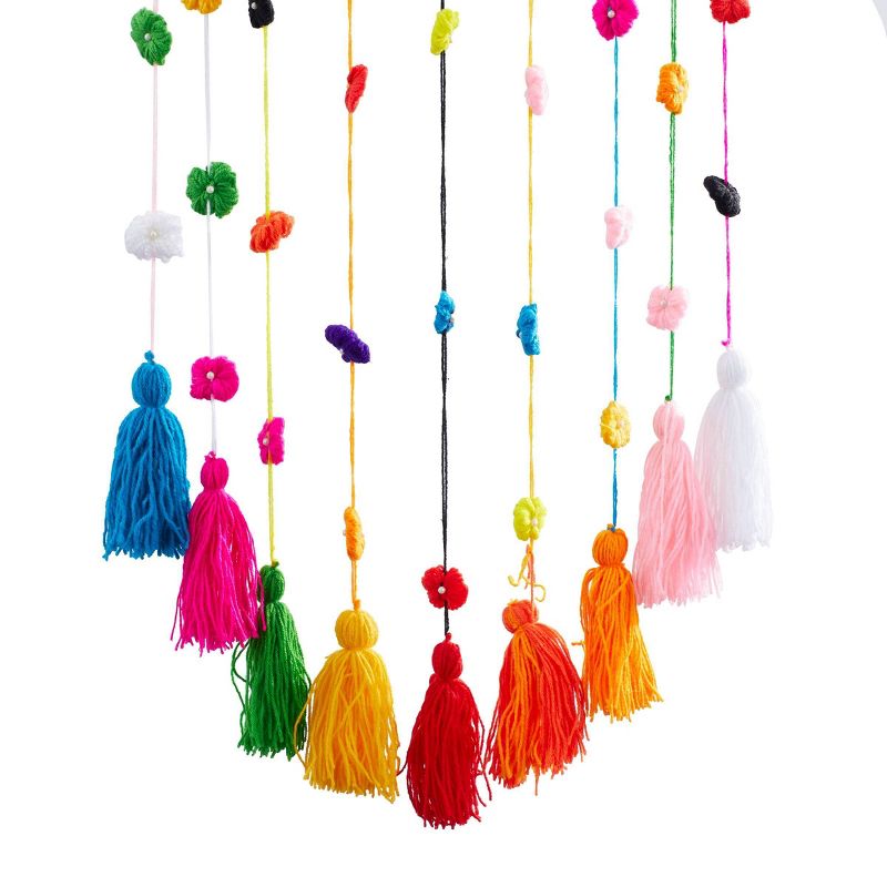 Bohemian Wool Floral Wall Decor with Tassels and Pom poms – Olivia & May, 2 of 6