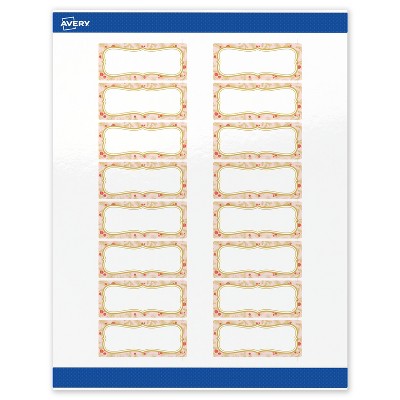 Avery Labels, 1" x 2-5/8", Gold-Pink Berries, Glossy, 160ct