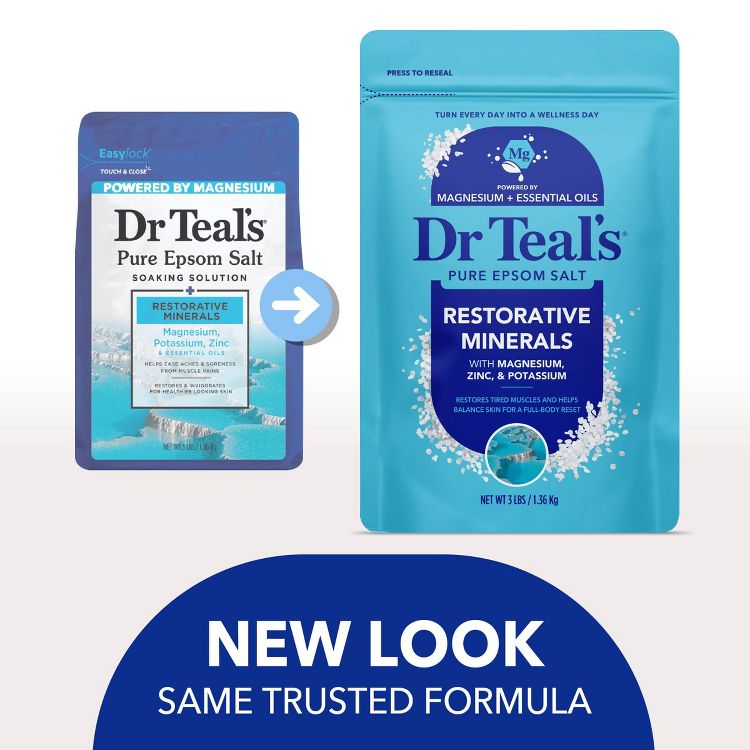 Dr Teal's Epsom Salt Magnesium Soak Restorative Minerals with Potassium & Zinc - 3lbs, 2 of 8