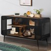 55.12" Cat House With 2 Sliding Tempered Glass Doors, Metal Spacious Pet Kennel For Living Room Hallway Study Room And Other Spaces - 2 of 4