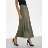 Women's Satin Maxi Skirt - High Waist A-Line Long Skirt for Elegant Office Wear Olive Green - 2 of 4