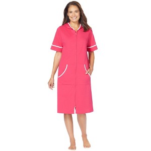 Dreams & Co. Women's Plus Size Short French Terry Robe - 1 of 4