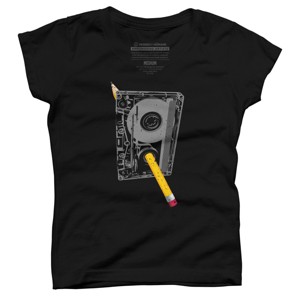 Girl's Design By Humans Old School Pencil Rewind By clingcling T-Shirt - 1 of 3