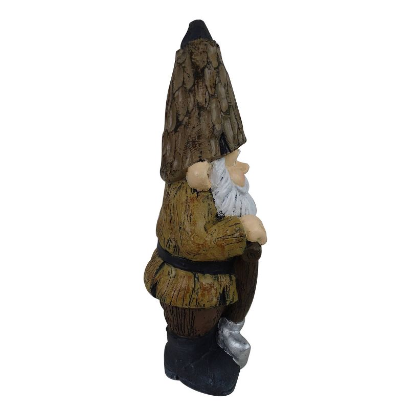 16&#34; Magnesium Oxide Indoor/Outdoor Garden Gnome with Shovel and Plant Statue Brown - Alpine Corporation, 5 of 6