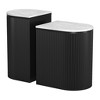 HomeRoots Set of Two Black And White Solid Wood And Marble Oval Block End Tables - 4 of 4