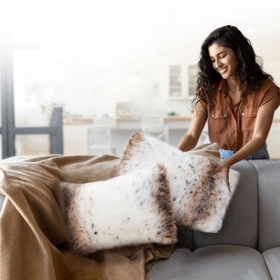 Cheer Collection Set of 2 Animal Print Fur Throw Pillows