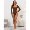 Allegra K Women's Long Sleeve Slim Fit Stretchy Square Neck Leotard Jumpsuit - 4 of 4