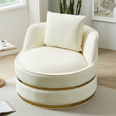 Velvet 360-degree Swivel Barrel Chair with Padded Seat and Stainless Steel Base
