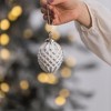 NAYSAYE Party Decoration and Accessories Set of 12 Glass Christmas Ball Hanging Ornament for Holiday Celebration, White, 3"*3.5"*0.92" - 3 of 4