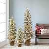 Puleo Set of 3 Artificial Flocked Spruce Trees in 3'x4' and 5' with Burlap Base - 3 of 4