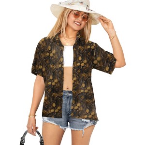 LA LEELA Button Down Shirt Floral Summer Beach Party Blouse Shirt Hawaiian Blouses Short Sleeve Button Up Dress Tee Shirts Tops - 1 of 4