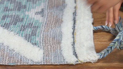 Saffron Ivory and Turquoise Wool 8' x 10' Hand Loomed Area Rug