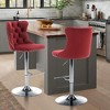 QingMoon Adjustable Bar Stools Set of 2, Swivel Counter Height Chairs, Velvet Barstools with Footrest and Chrome Nailhead for Kitchen Island - 2 of 4