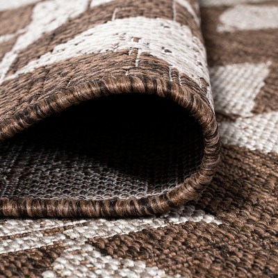 Moroccan-Inspired Mid-Century Modern Geometric Rug in Brown/Beige