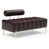 GustoWave 53.2”Modern End of Bed Bench, PU Upholstered 2 Seater Sofa Couch, Sofa Stool Entryway Ottoman Bench with Metal Legs, Coffee - 3 of 4