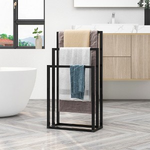 Metal Free Standing Towel Rack 3 Tiers Towel Holder Organizer Towel Stand for Bathroom, Floor Towel Rack Outdoor Standing Towel Drying Rack - 1 of 4