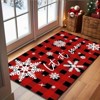 Lomsoe Christmas Red & Black Checkered Snowflake Doormat with Non-Slip Rubber Backing Winter Holiday Decor Entryway. - 2 of 4