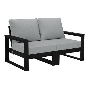 WestinTrends Montara Outdoor HDPE All-Weather Modern Patio Loveseat with Waterproof Cushions - 1 of 4