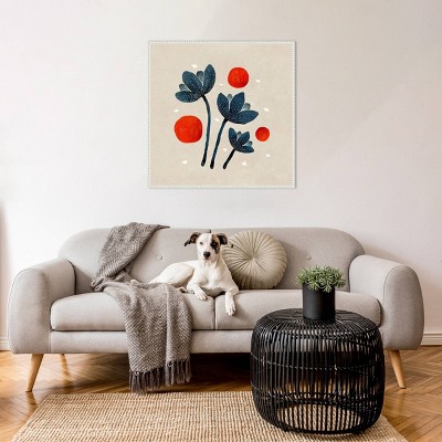 Blue Flowers II Abstract Canvas Print with White Floater Frame
