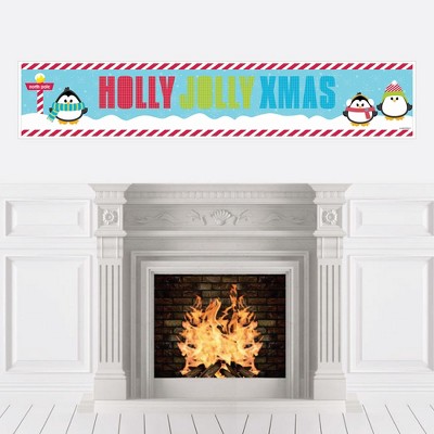 Big Dot of Happiness Holly Jolly Penguin - Holiday and Christmas Party Decorations Party Banner