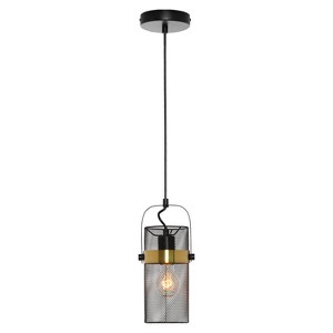 5.25" Echo Black Painted Metal Mesh Drum Shade Pendant Light - River of Goods: Industrial Style Hanging Lamp, UL Listed - 1 of 4