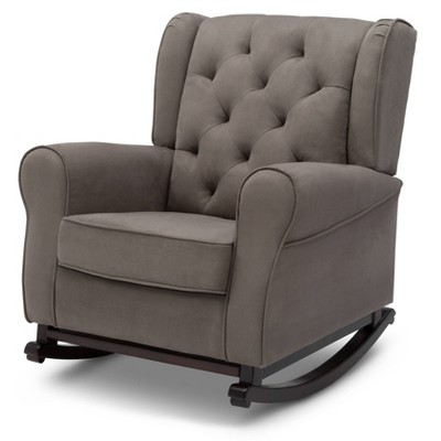 Graphite Microfiber Upholstered Nursery Rocking Chair with Wood Rocker Feet