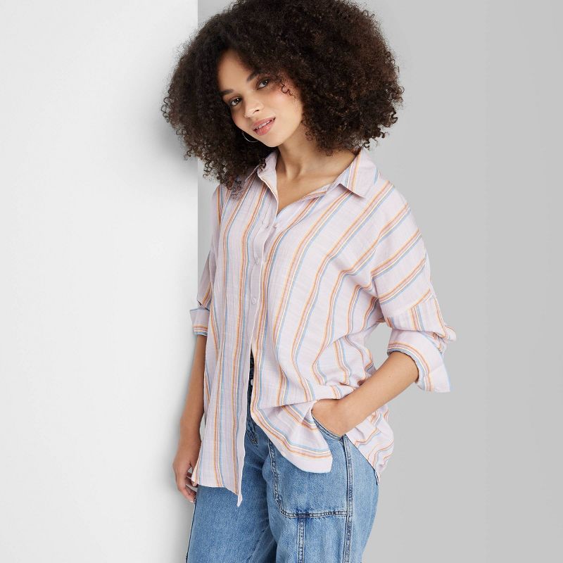 Women's Long Sleeve Oversized Button-Down Shirt - Wild Fable™, 1 of 11