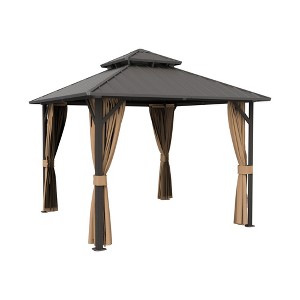 YARDSIGHT Hardtop Gazebo, Aluminum Frame Permanent Pavilion with Curtains and Netting,Double Roof,Designed for Garden, Lawns, Patio - 1 of 4