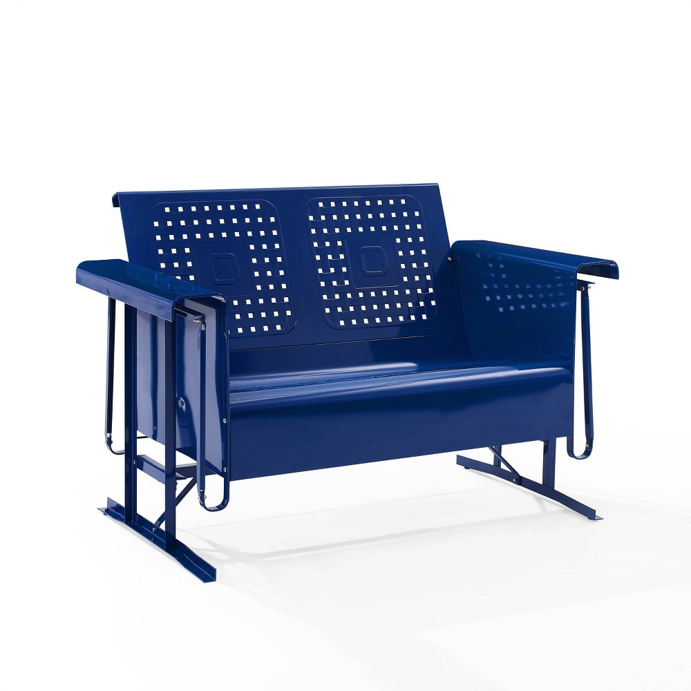 Photos - Canopy Swing Crosley Bates Outdoor Metal Loveseat Glider - Navy  